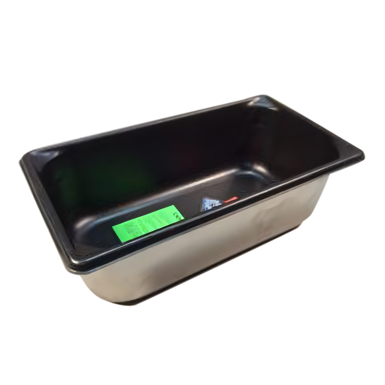 Product image #1 for 1/3 Size GN Solid Hotel Pan, 4-Inch Deep, Coated Stainless Steel, Sparkling Black