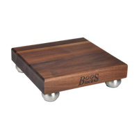 John Boos Gift Collection 12 x 12-Inch Square Edge Grain Walnut Cutting Board, 1.5-Inch Thick, with Stainless Steel Bun Feet