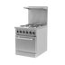 Thumbnail image #1 for BakeMax 24-Inch 4-Burner Commercial Electric Range with Oven, Stainless Steel, High Riser Shelf, and Locking Casters