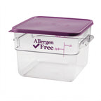 Thumbnail image #1 for Cambro CamSquare® 12SFSCW441 12-Qt Square Polycarbonate Food Storage Container, Clear, Allergen-Free Imprint, Lid Not Included Case of 6