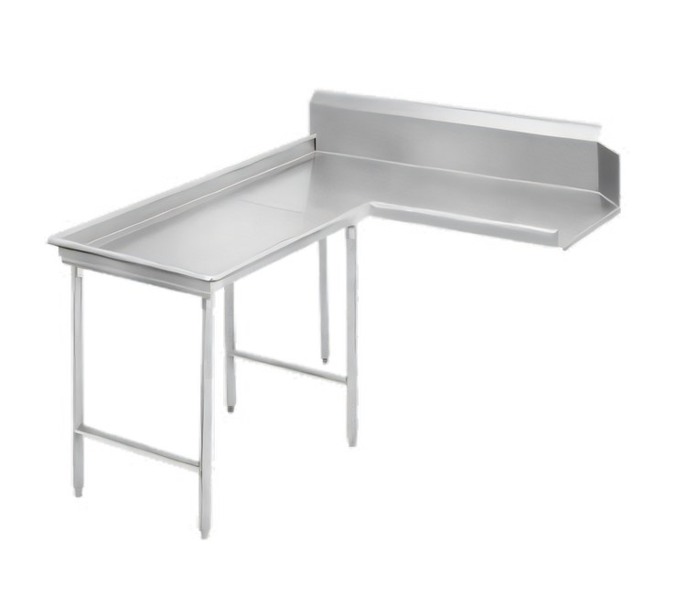 Product image #1 for Advance Tabco Island-Clean L-Shaped Left-Hand Dish Table, 119-Inch, 14-Gauge 304 Stainless Steel