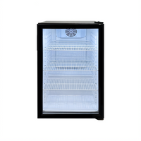 Omcan Black Countertop Reach-In Refrigerated Display Refrigerator, 4.59 Cu. Ft., 1 Hinged Glass Door