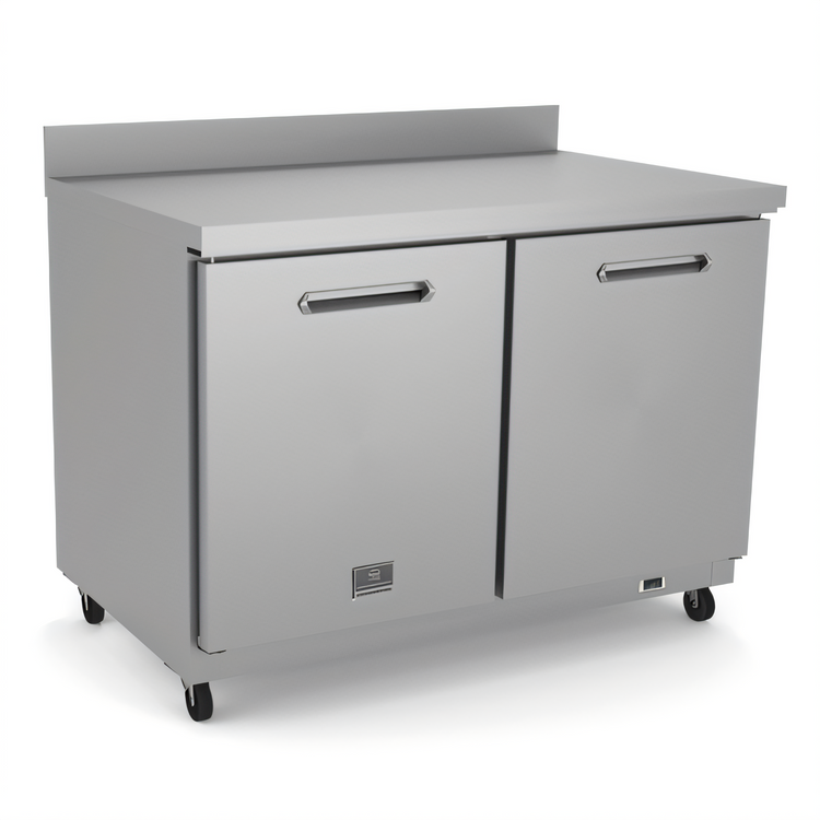 Product image #1 for Kelvinator Commercial 48-Inch Two-Section Worktop Freezer with Backsplash and Self-Contained Rear-Mounted Refrigeration