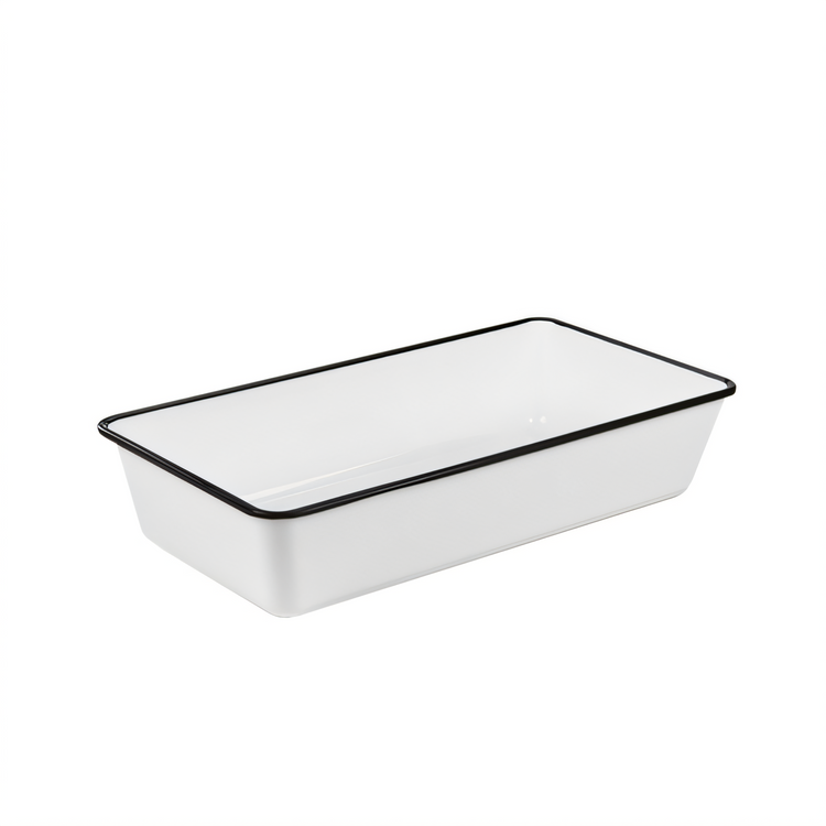 Product image #1 for American Metalcraft Endurance Rectangular Melamine Serving Bowl, 144 oz., White with Black Rim