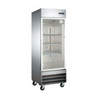 Black Diamond 1-Section Glass Door Reach-In Refrigerator, 23 Cu. Ft., Self-Contained Bottom Mount
