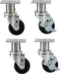 Vulcan 6-Inch Adjustable Shelf Casters, Set of 4 with 2 Locking Casters