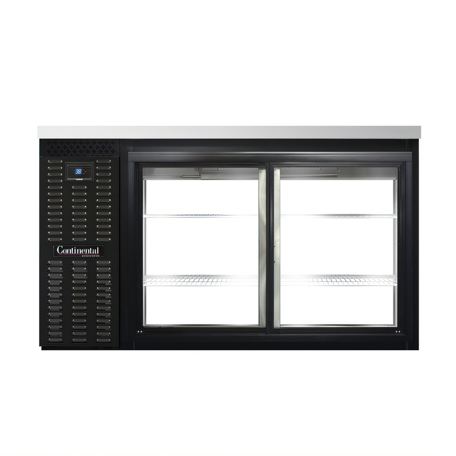 Product image #1 for Continental Refrigerator BB59SNSGDPT 59" Shallow Depth Pass-Thru Back Bar Cooler with Sliding Glass Doors
