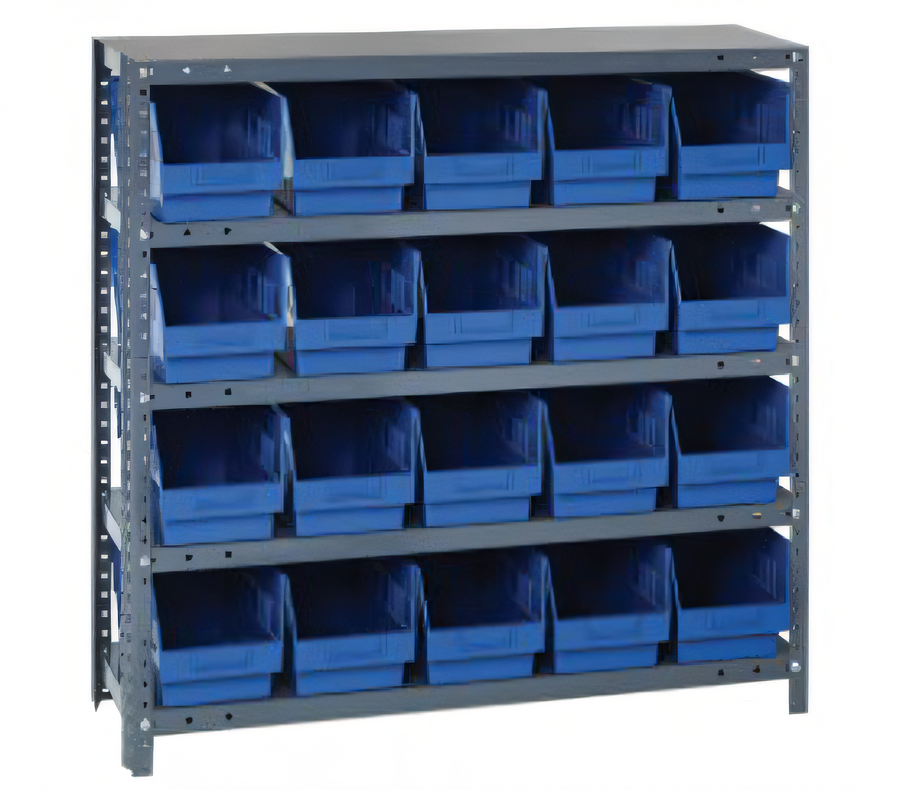 Product image #1 for Quantum Heavy-Duty Stationary Wire Shelving Unit with 5 Shelves and Included Bins, 36 x 12 x 39 Inches