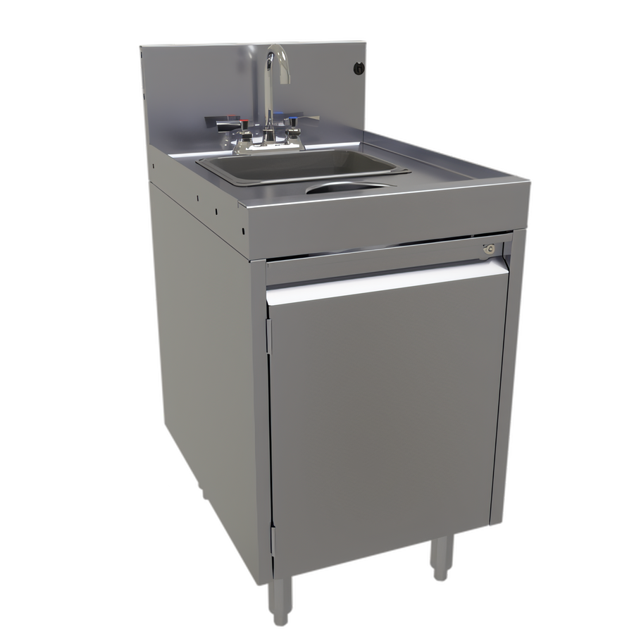 Product image #1 for Glastender 18-Inch Wide Underbar Wet Waste Sink Cabinet Base with Lockable Door and Dry Waste Chute