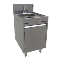 Glastender 18-Inch Wide Underbar Wet Waste Sink Cabinet Base with Lockable Door and Dry Waste Chute