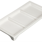 Thumbnail image #1 for Winco Ardesia WDP017-108 3-Compartment Porcelain Rectangular Tray, 10 x 5 in.
