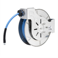 Wall-Mount Open Stainless Steel Retractable Hose Reel with 1/2