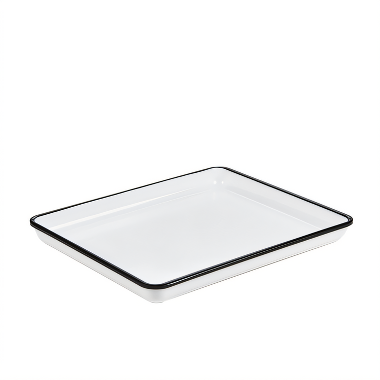 Product image #1 for American Metalcraft Endurance Rectangular Melamine Platter, 12-7/8 x 10-1/4 Inch, White with Black Rim