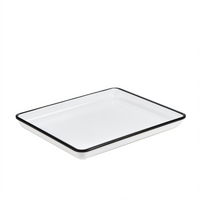 American Metalcraft Endurance Rectangular Melamine Platter, 12-7/8 x 10-1/4 Inch, White with Black Rim