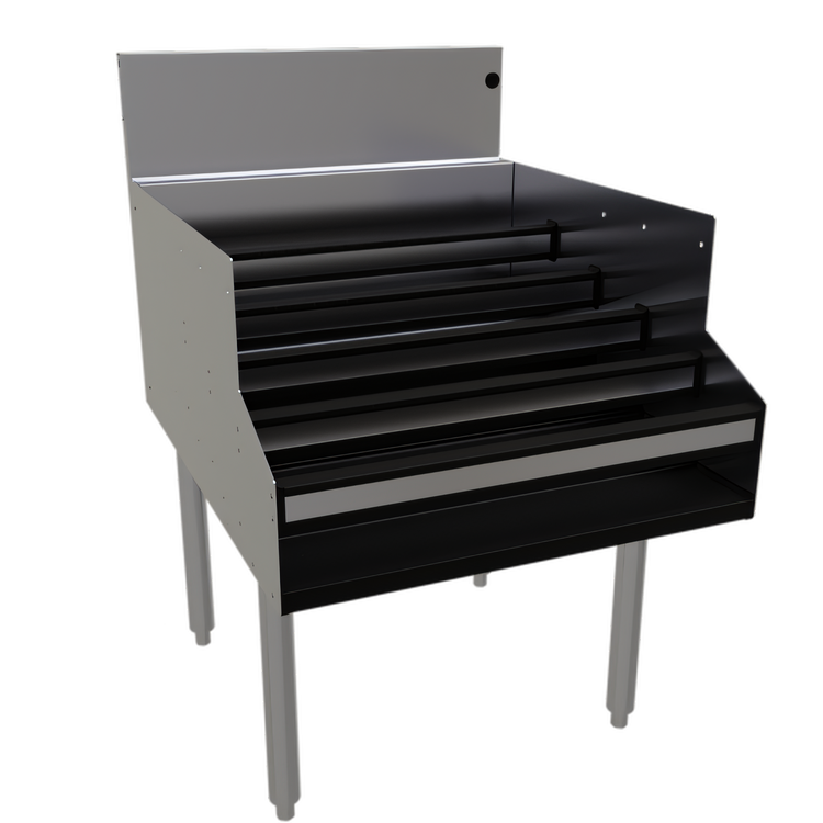 Product image #1 for Glastender 24"W x 29"D Free-Standing Stainless Steel Liquor Steps, 5-Step, with Clear Lift-Off Cover