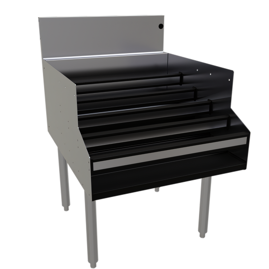 Product image #1 for Glastender 24"W x 29"D Free-Standing Stainless Steel Liquor Steps, 5-Step, with Clear Lift-Off Cover