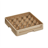 Traex Full-Size 25-Compartment Closed-Wall Compartment Glass Rack, Beige