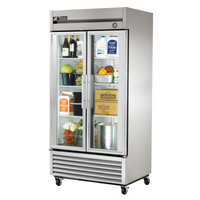 True Two-Section Framed Glass Door Reach-In Refrigerator, Self-Contained, Bottom-Mounted