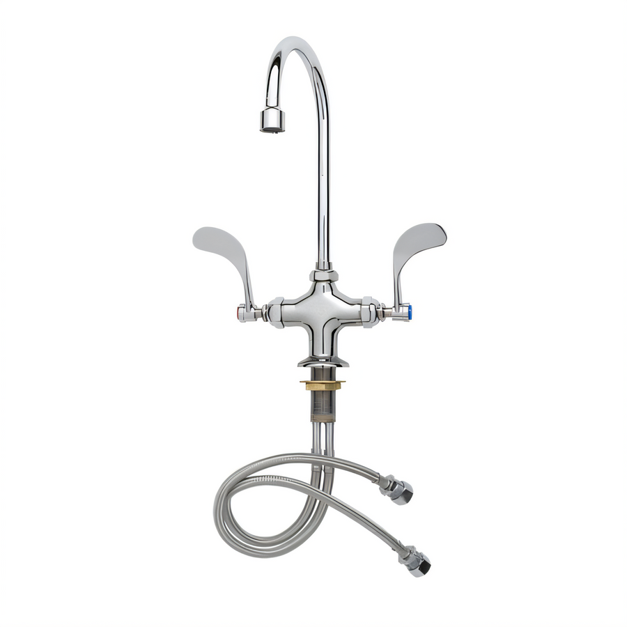 Product image #1 for T&S Brass B-0309 Double Pantry Mixing Faucet with Swivel Gooseneck and Wrist-Action Handles
