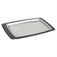 11 x 7 Inch Rectangular Oven-Safe Stainless Steel Platter and Bakelite Underliner Set