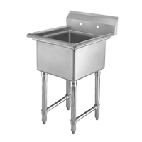 Klinger's Trading 23-Inch Freestanding 1-Compartment Stainless Steel Sink with 9-Inch Backsplash