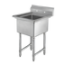 Thumbnail image #1 for Klinger's Trading 23-Inch Freestanding 1-Compartment Stainless Steel Sink with 9-Inch Backsplash