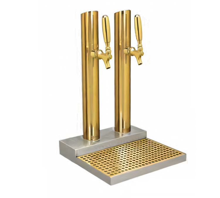 Product image #1 for Skyline Less Rinser 2-Faucet Countertop Glycol-Cooled Draft Beer Station, PVD Brass Finish