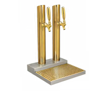 Skyline Less Rinser 2-Faucet Countertop Glycol-Cooled Draft Beer Station, PVD Brass Finish