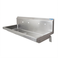 72-Inch ADA Three-Station Wall-Mount Hand Wash Sink with 3 Sets of 8-Inch OC Faucet Holes