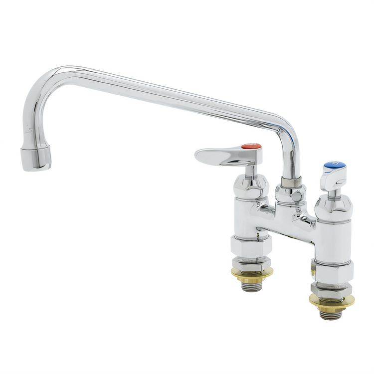 Product image #1 for T&S Brass B-0225-61X-CCCR Double Pantry Deck Mount Mixing Faucet, 4-Inch Centers, 10-Inch Swivel Spout