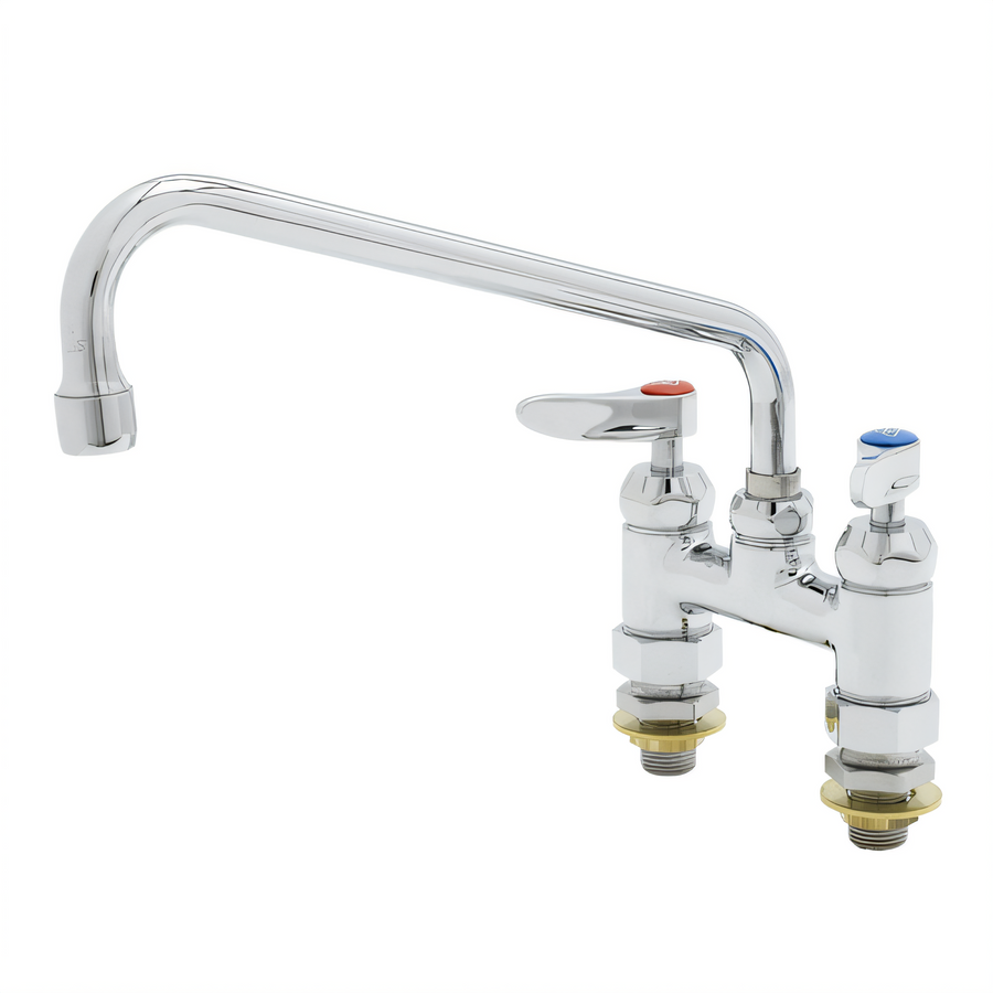 Product image #1 for T&S Brass B-0225-61X-CCCR Double Pantry Deck Mount Mixing Faucet, 4-Inch Centers, 10-Inch Swivel Spout