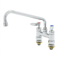 T&S Brass B-0225-61X-CCCR Double Pantry Deck Mount Mixing Faucet, 4-Inch Centers, 10-Inch Swivel Spout