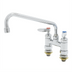 Thumbnail image #1 for T&S Brass B-0225-61X-CCCR Double Pantry Deck Mount Mixing Faucet, 4-Inch Centers, 10-Inch Swivel Spout
