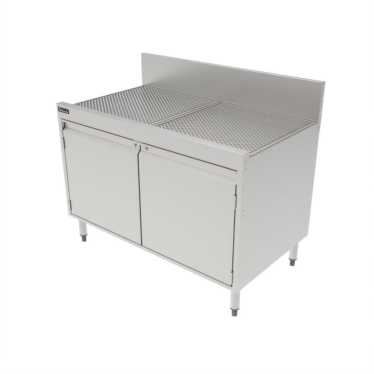 Product image #1 for Top Shelf 42-Inch Stainless Steel Freestanding Underbar Storage Cabinet with Drainboard Top