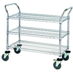 Thumbnail image #1 for Quantum WRC-1842GY-3 3-Shelf Gray Epoxy Wire Utility Bus Cart, 42 x 18 x 37.5 Inches, 1,200 lb. Capacity