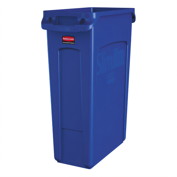 Product image #1 for Rubbermaid Commercial Slim Jim 23-Gallon Blue Open-Top Rectangular Trash Can