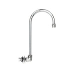 Thumbnail image #1 for Fisher 3915 Backsplash-Mount Faucet Base, No Handle, Single Hole, 12" Swivel Gooseneck Spout, 1/2" Slip Joint, Brass