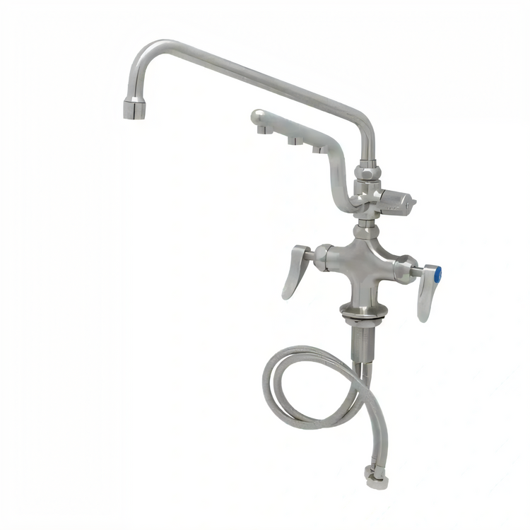 Product image #2 for UltraRinse Stainless Steel Single-Hole Deck-Mount Mixing Faucet with 12-Inch Swing Nozzle and 1.5 GPM Spray Arm