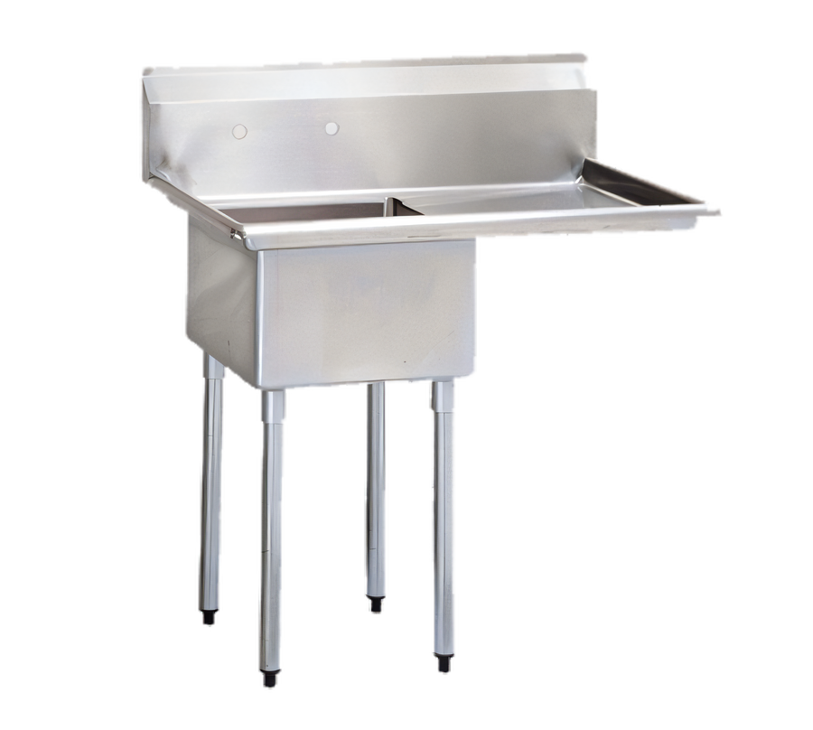 Product image #1 for Turbo Air TSA-1-12-R1 One-Compartment 304 Stainless Steel Sink with 18-Inch Right-Hand Drainboard
