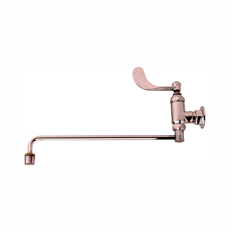 Product image #1 for T&S Brass B-0579-01 Heavy-Duty Wall-Mount Chinese Range Faucet with 13 1/8-Inch Swivel Spout and 4-Inch Wrist Action Handle