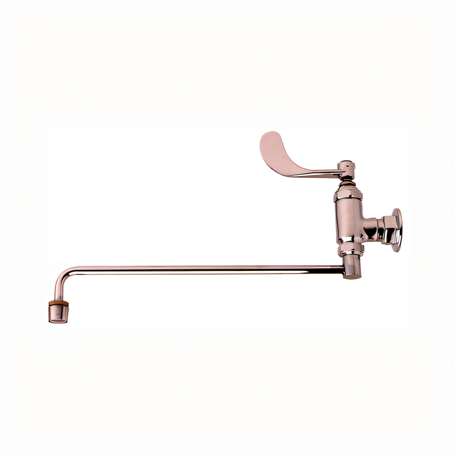 Product image #1 for T&S Brass B-0579-01 Heavy-Duty Wall-Mount Chinese Range Faucet with 13 1/8-Inch Swivel Spout and 4-Inch Wrist Action Handle