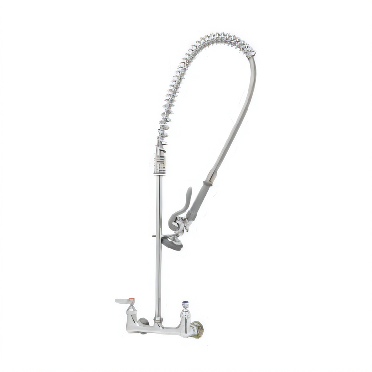 Product image #1 for T&S Brass 8-Inch Wall Mount Pre-Rinse Mixing Faucet with 6-Inch Wall Bracket and 1/2-Inch NPT Male Supply Kit