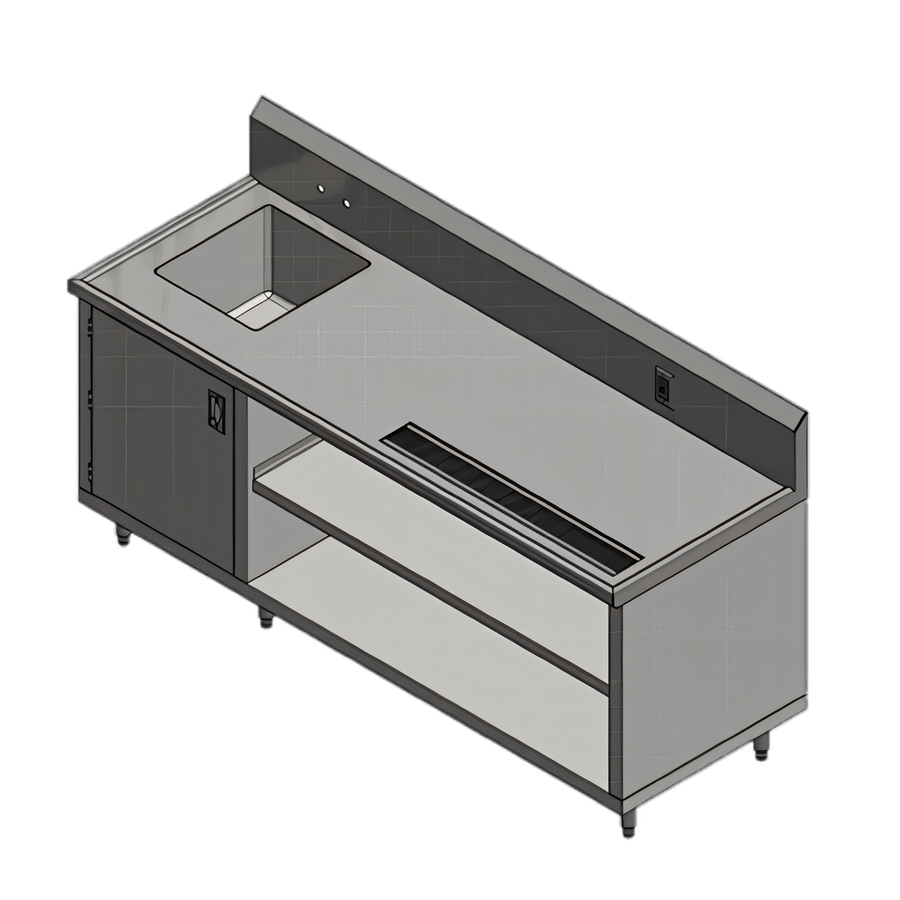 Product image #1 for John Boos 60-Inch Stainless Steel Beverage Table with Left Sink and Urn Trough
