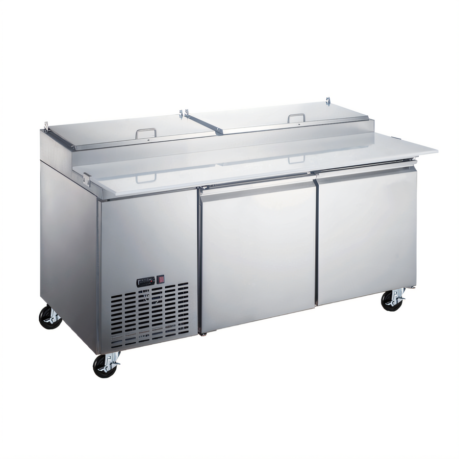 Product image #1 for Omcan Refrigerated Pizza Prep Table, Two-Section, 2-Door, 71-Inch Wide, Self-Contained Side-Mounted Refrigeration