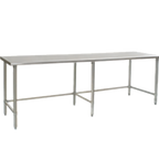 Thumbnail image #1 for Eagle Group Budget Series T24132STB 132 x 24-Inch 430 Stainless Steel Flat-Top Work Table with Open Tubular Base and 8 Legs