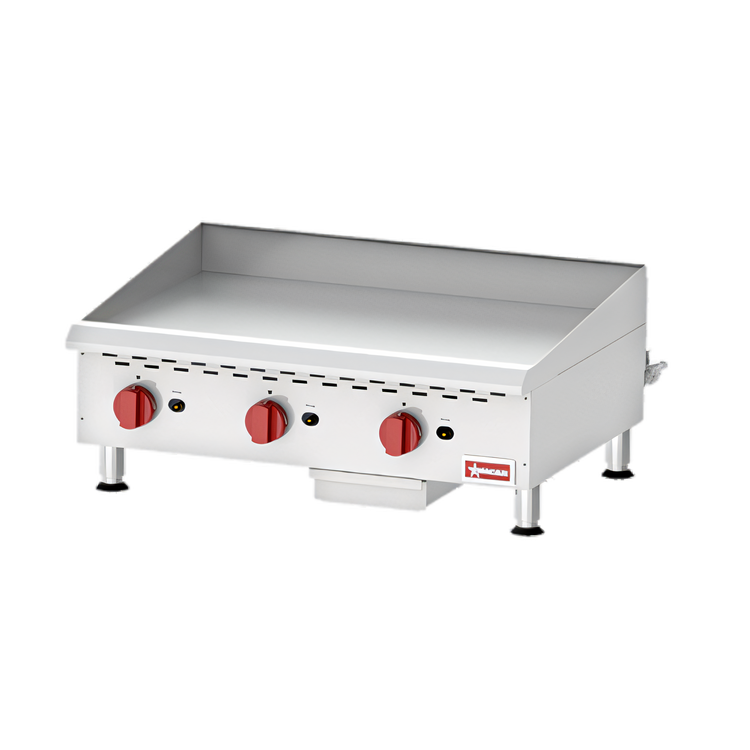 Product image #1 for Omcan 36-Inch Countertop Natural Gas Griddle with Thermostatic Control, 3 Burners, 90,000 BTU