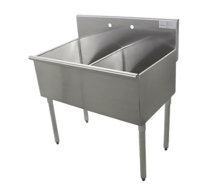 Product image #1 for Advance Tabco Special Value Series 2-Compartment Square Corner Scullery Sink, 36 Inch Wide, 16 Gauge 300 Series Stainless Steel, Galvanized Legs