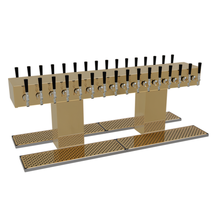 Product image #1 for Glastender DT-32-PBR Double-Sided Countertop Draft Dispensing Tower with 32 Polished Brass Faucets