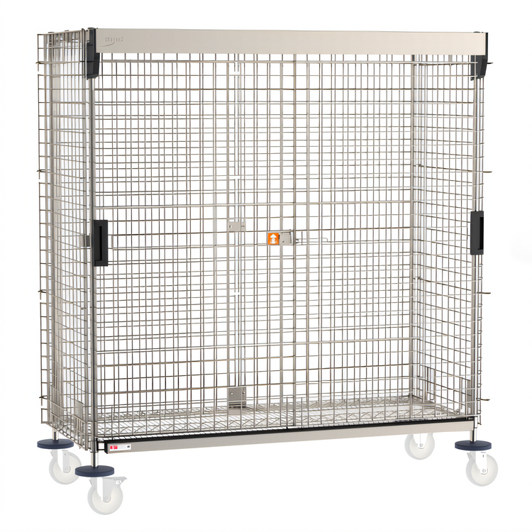Product image #1 for Metro Super Erecta Stainless Steel Mobile Security Cage with Sliding Doors, 65 x 28-1/2 x 62 Inches