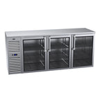 Thumbnail image #1 for Krowne BS84 Three-Section Refrigerated Back Bar Cooler, 84-Inch, Self-Contained Side-Mounted, 3 Locking Solid Swing Doors